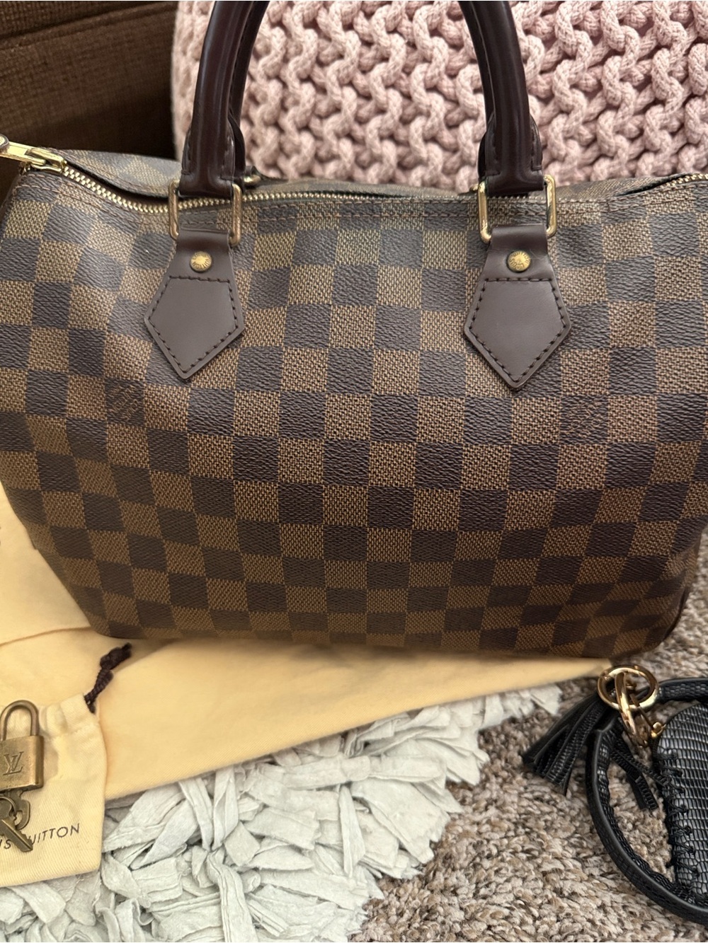 Louis Vuitton Brown Damier Canvas Speedy 30 Satchel with organizer w/base shaper - Picture 7 of 16